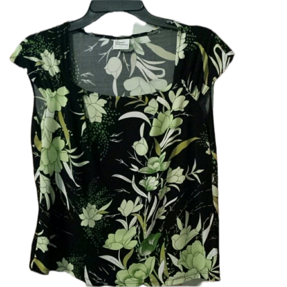 Giorgio Fiorline Green & Black Summer Top sz Large - Picture 4 of 4